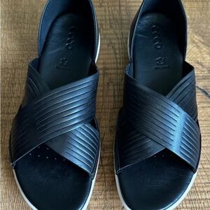 ECCO Black Leather Sandals